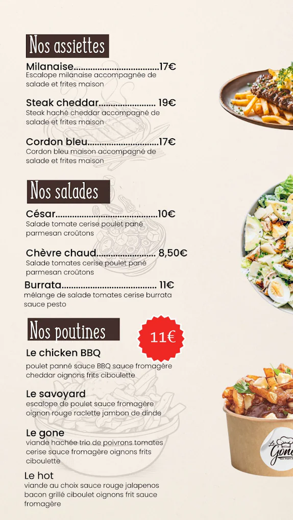 Assiettes, salades & poutines
